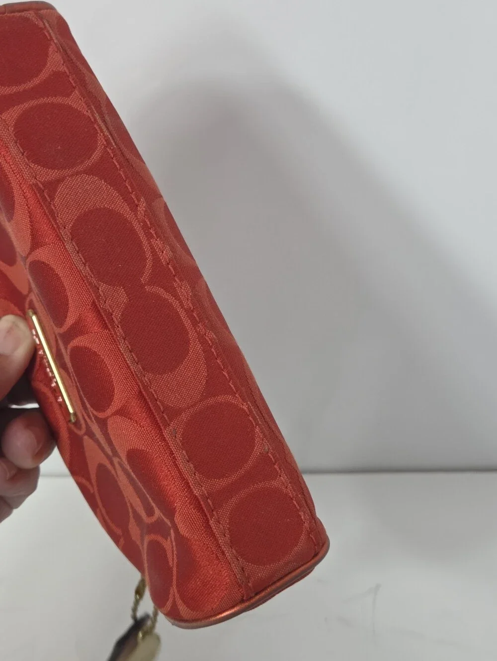 coach for estee lauder red canvas cosmetic case limited edition holiday 2010